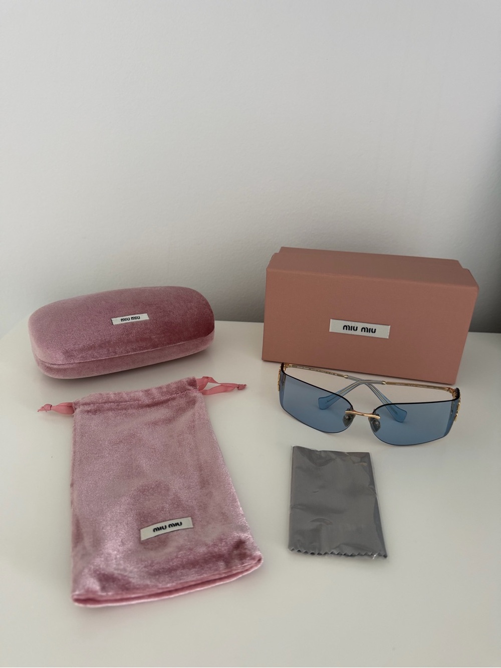 Miu Miu 75mm Oversize Rectangular Wrap Sunglasses